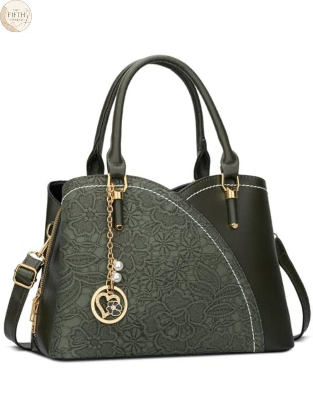 Vegan Leather Satchel Shoulder Bag Removable Strap Crossbody
